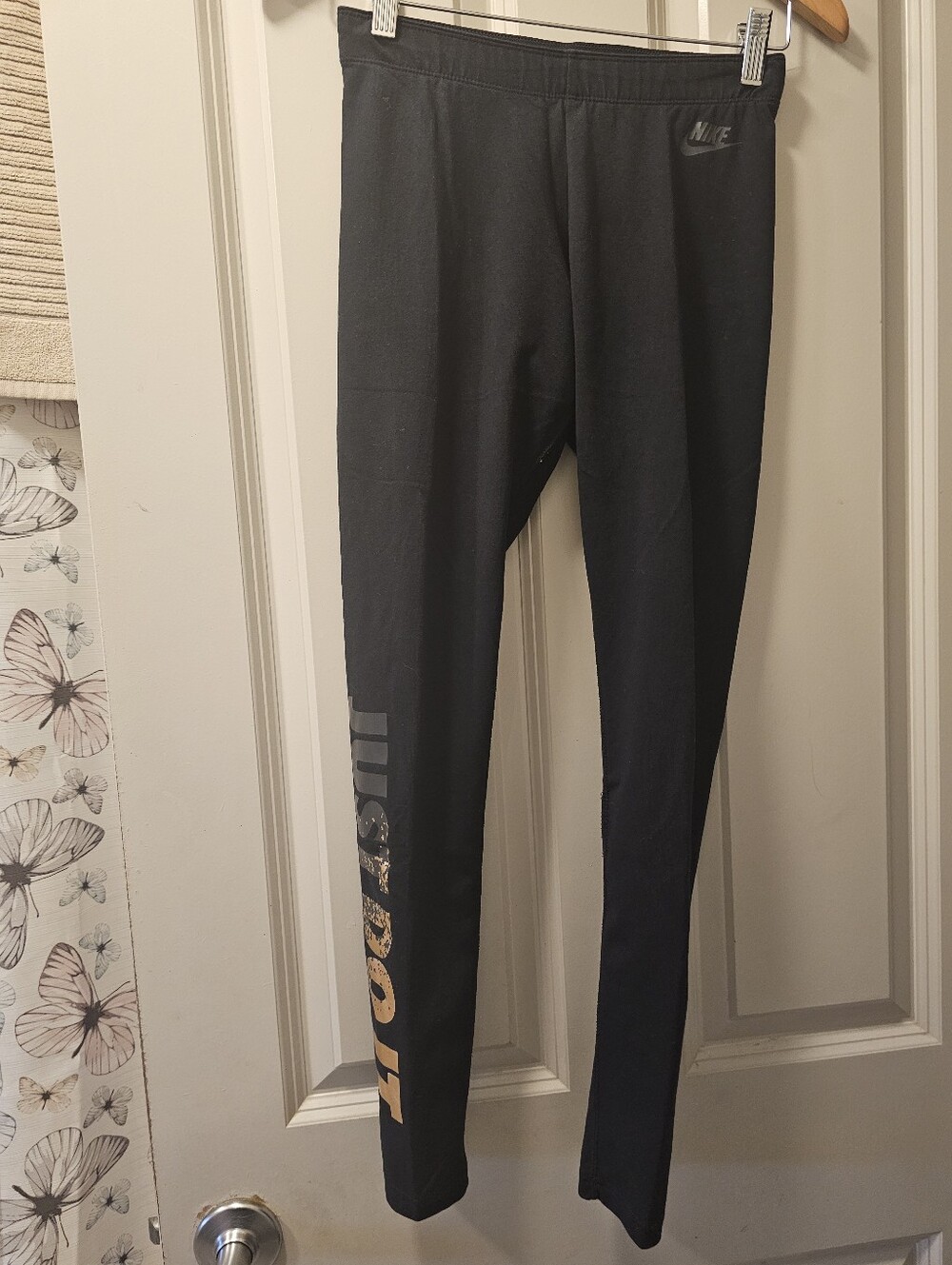 Nike Black Kids' Leggings with Side 'Just Do It' Print